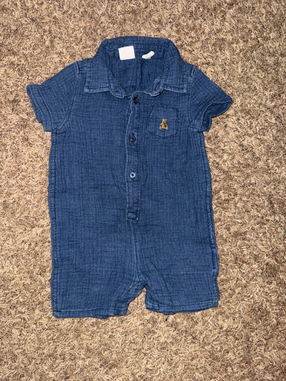Baby Blue Short Sleeve Cotton Romper